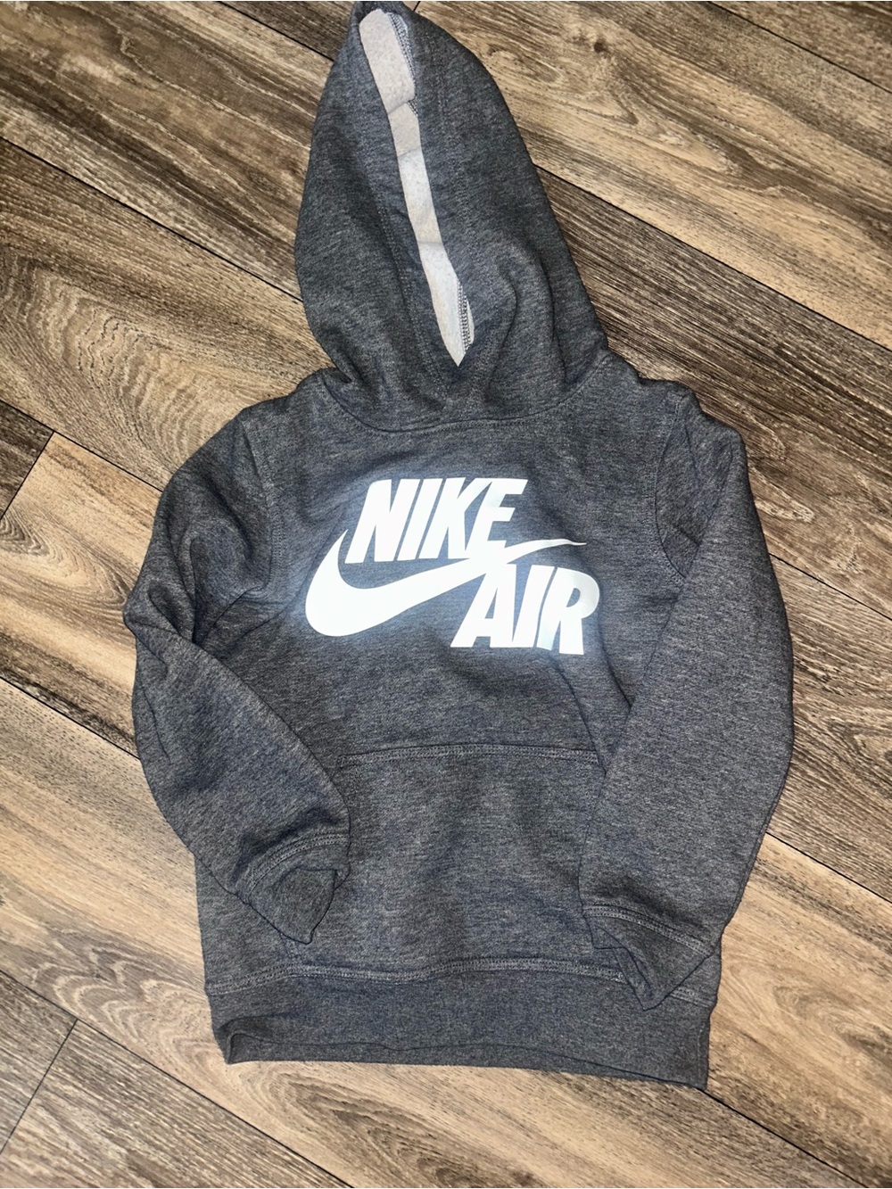 Nike Youth Dark Gray Hoodie with White Logo size 5/6 like NEW